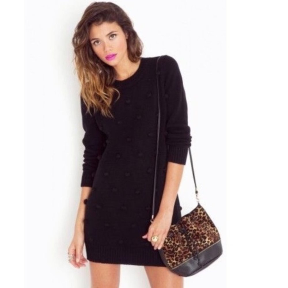 MOVING - MAKE AN OFFER MINKPINK short black pom pom sweater dress